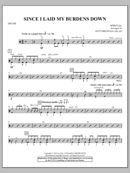 page one of Since I Laid My Burdens Down - Drum Set (Choir Instrumental Pak)