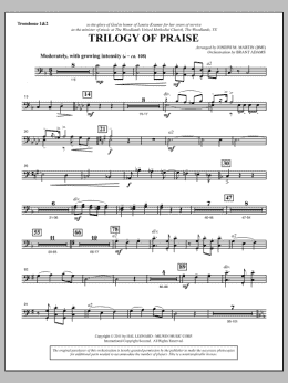 page one of Trilogy Of Praise - Trombone 1 & 2 (Choir Instrumental Pak)