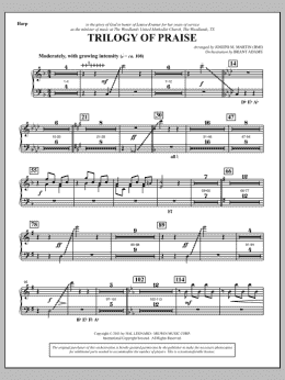 page one of Trilogy Of Praise - Harp (Choir Instrumental Pak)