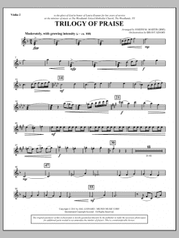 page one of Trilogy Of Praise - Violin 2 (Choir Instrumental Pak)