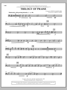 page one of Trilogy Of Praise - Cello (Choir Instrumental Pak)