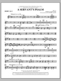 page one of A Servant's Psalm - F Horn 1,2 (Choir Instrumental Pak)
