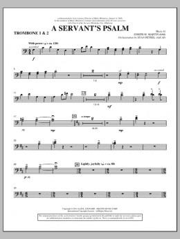 page one of A Servant's Psalm - Trombone 1 & 2 (Choir Instrumental Pak)
