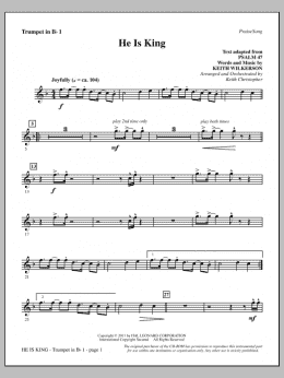 page one of He Is King - Bb Trumpet 1 (Choir Instrumental Pak)