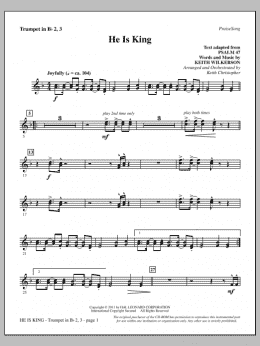 page one of He Is King - Bb Trumpet 2,3 (Choir Instrumental Pak)