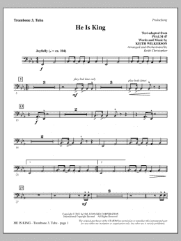 page one of He Is King - Trombone 3/Tuba (Choir Instrumental Pak)