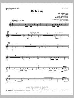 page one of He Is King - Alto Sax (sub. Horn) (Choir Instrumental Pak)