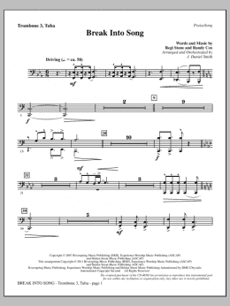 page one of Break Into Song - Trombone 3/Tuba (Choir Instrumental Pak)