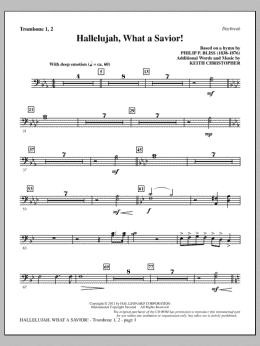 page one of Hallelujah, What A Savior! - Trombone 1 & 2 (Choir Instrumental Pak)