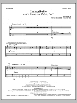 page one of Indescribable - Percussion (Choir Instrumental Pak)