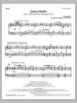 page one of Indescribable - Piano (Choir Instrumental Pak)