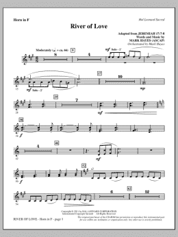 page one of River Of Love - F Horn (Choir Instrumental Pak)