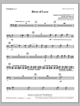 page one of River Of Love - Trombone 1 & 2 (Choir Instrumental Pak)