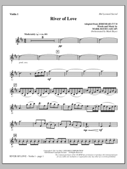 page one of River Of Love - Violin 1 (Choir Instrumental Pak)