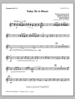 page one of Today He Is Risen! - Bb Trumpet 2,3 (Choir Instrumental Pak)