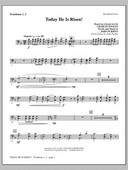 page one of Today He Is Risen! - Trombone 1 & 2 (Choir Instrumental Pak)