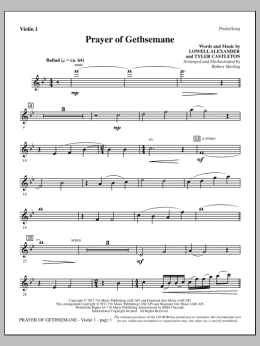 page one of Prayer Of Gethsemane - Violin 1 (Choir Instrumental Pak)