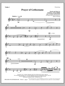 page one of Prayer Of Gethsemane - Violin 2 (Choir Instrumental Pak)