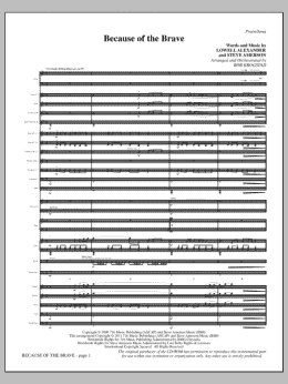 page one of Because Of The Brave - Full Score (Choir Instrumental Pak)