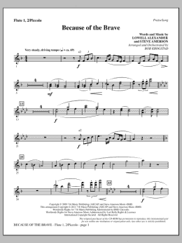 page one of Because Of The Brave - Flute 1,2/Piccolo (Choir Instrumental Pak)