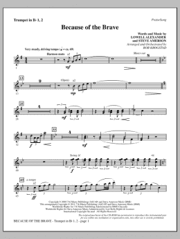 page one of Because Of The Brave - Trumpets 1 & 2 (Choir Instrumental Pak)