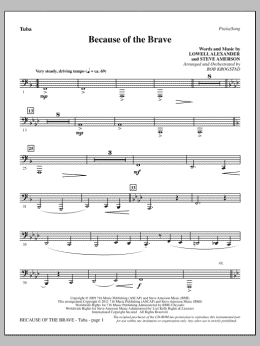 page one of Because Of The Brave - Tuba (Choir Instrumental Pak)