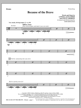 page one of Because Of The Brave - Drums (Choir Instrumental Pak)