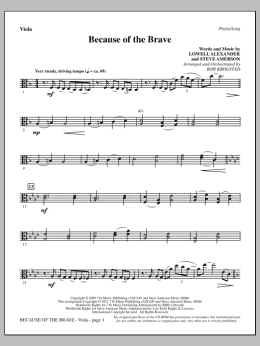 page one of Because Of The Brave - Viola (Choir Instrumental Pak)
