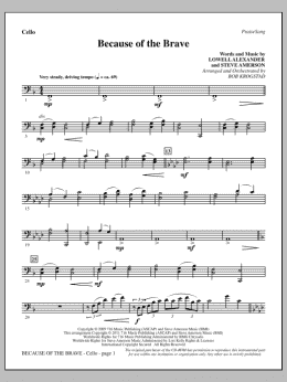 page one of Because Of The Brave - Cello (Choir Instrumental Pak)