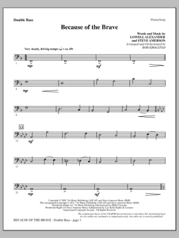 page one of Because Of The Brave - Double Bass (Choir Instrumental Pak)