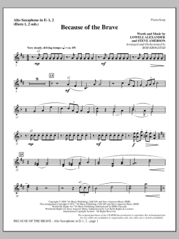 page one of Because Of The Brave - Alto Sax 1-2 (sub. Horn 1-2) (Choir Instrumental Pak)