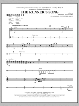 page one of The Runner's Song - Percussion 1 & 2 (Choir Instrumental Pak)