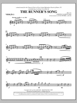 page one of The Runner's Song - Violin 1 (Choir Instrumental Pak)