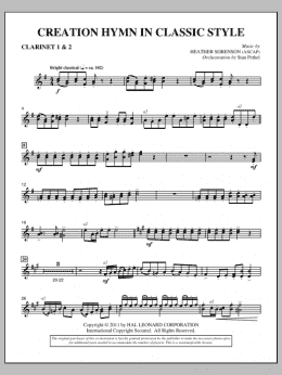 page one of Creation Hymn In Classic Style - Bb Clarinet 1,2 (Choir Instrumental Pak)
