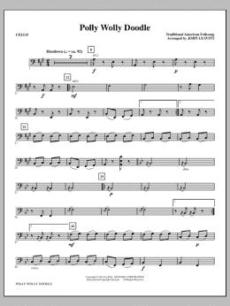 page one of Polly Wolly Doodle - Cello (Choir Instrumental Pak)