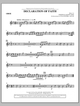 page one of Declaration Of Faith - Oboe (Choir Instrumental Pak)