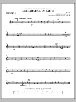 page one of Declaration Of Faith - Bb Trumpet 1 (Choir Instrumental Pak)