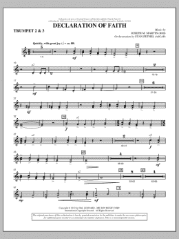page one of Declaration Of Faith - Bb Trumpet 2,3 (Choir Instrumental Pak)