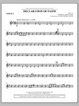 page one of Declaration Of Faith - Violin 2 (Choir Instrumental Pak)
