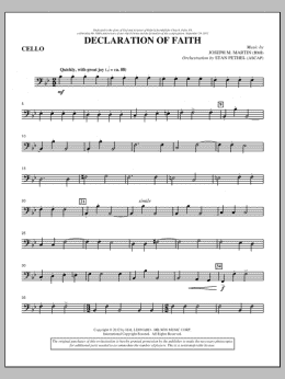 page one of Declaration Of Faith - Cello (Choir Instrumental Pak)