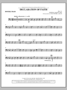 page one of Declaration Of Faith - Double Bass (Choir Instrumental Pak)