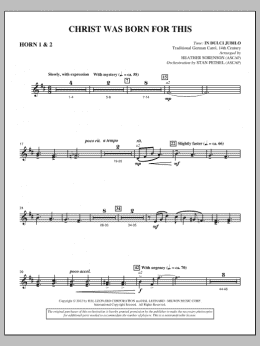 page one of Christ Was Born For This - F Horn 1,2 (Choir Instrumental Pak)