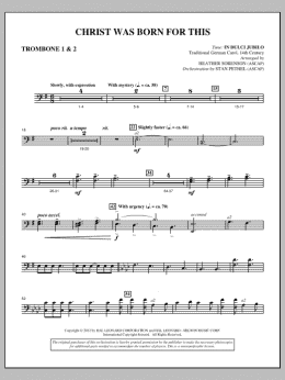 page one of Christ Was Born For This - Trombone 1 & 2 (Choir Instrumental Pak)
