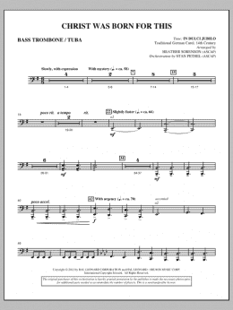 page one of Christ Was Born For This - Bass Trombone/Tuba (Choir Instrumental Pak)