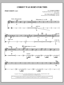 page one of Christ Was Born For This - Percussion 1 & 2 (Choir Instrumental Pak)