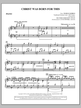 page one of Christ Was Born For This - Piano (Choir Instrumental Pak)