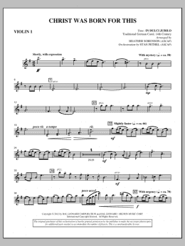page one of Christ Was Born For This - Violin 1 (Choir Instrumental Pak)
