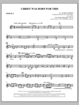 page one of Christ Was Born For This - Violin 2 (Choir Instrumental Pak)