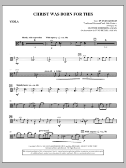 page one of Christ Was Born For This - Viola (Choir Instrumental Pak)