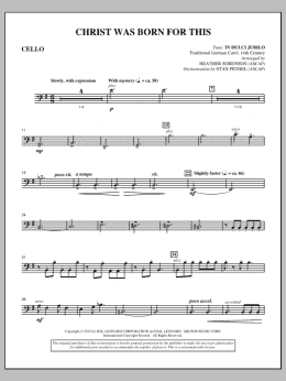 page one of Christ Was Born For This - Cello (Choir Instrumental Pak)